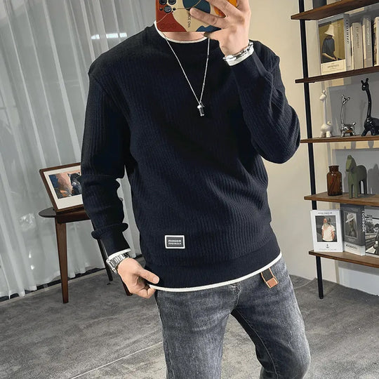 Herren Feinstrick-Ripppullover mit Rundhalsausschnitt und legerer Oversize-Passform Nord Taschen