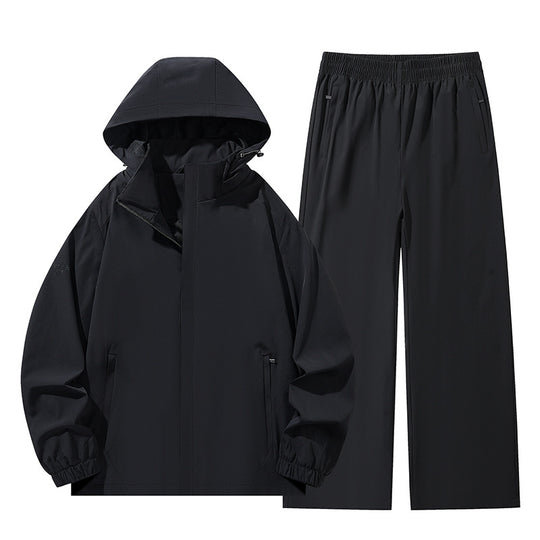 Herren Zweiteiliges wasserabweisendes Outdoor-Set mit Kapuzen-Softshelljacke und Relaxed-Freizeithose Nord Taschen