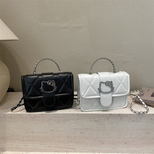 Damen Mini-Handtasche mit dekorativer Steppung und verspieltem Katzenmotiv Nord Taschen