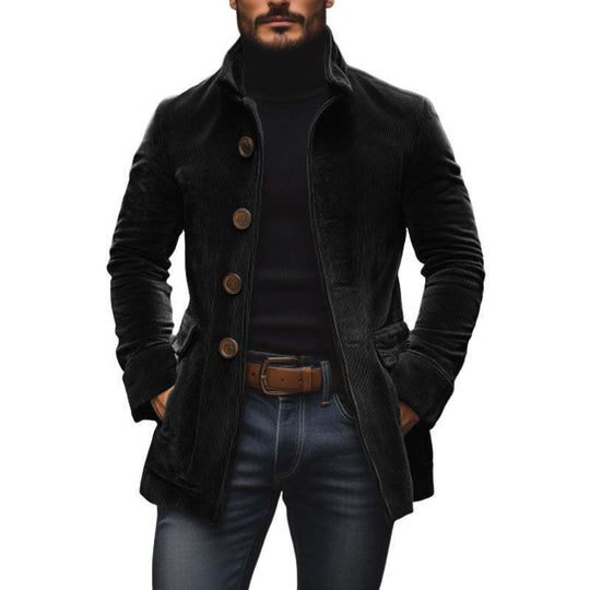 Herren Kordmantel mit Stehkragen und taillierter Silhouette Nord Taschen