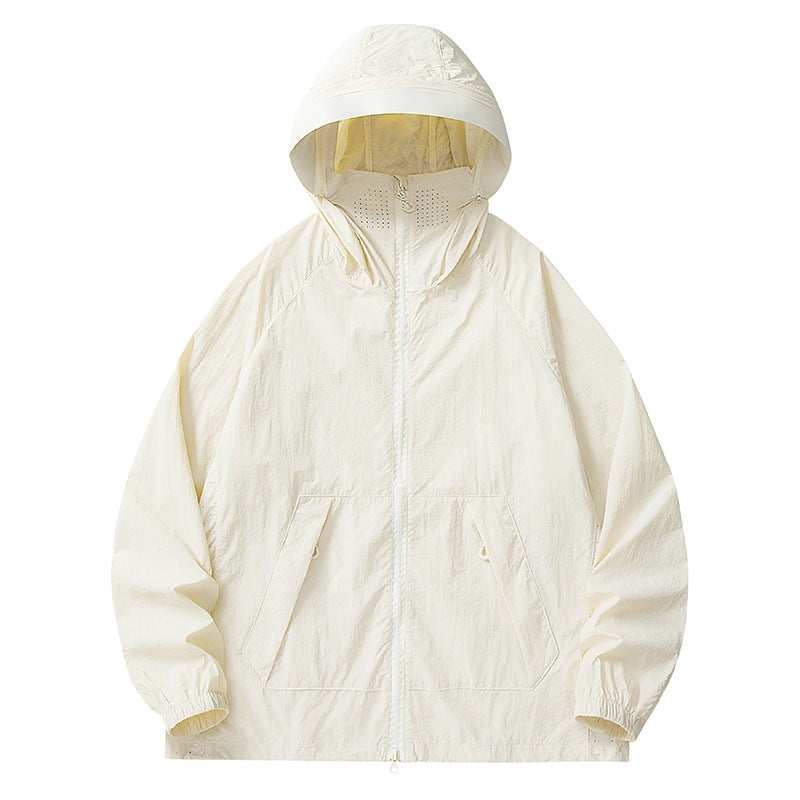 Herren Leichte wind- und wasserabweisende Kapuzenjacke mit Mesh‑Futter, Raglanärmeln & verstellbarem Saum Nord Taschen