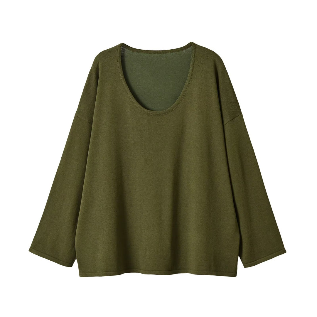 Damen Oversize Sweatshirt mit tiefem Rundhalsausschnitt und überschnittener Schulter Nord Taschen