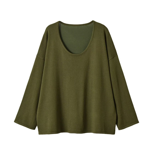 Damen Oversize Sweatshirt mit tiefem Rundhalsausschnitt und überschnittener Schulter Nord Taschen