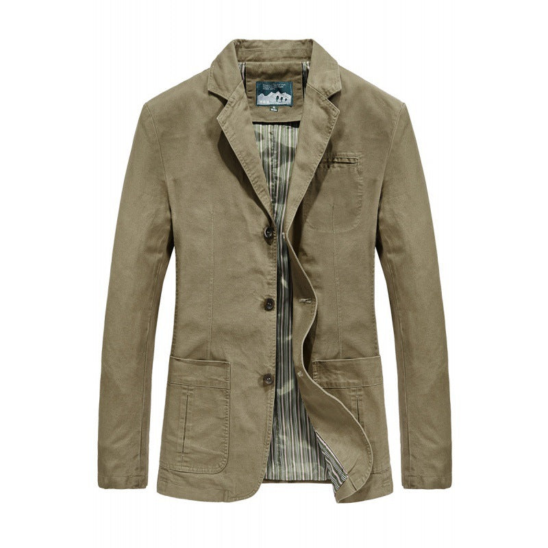 Herren  legeres Baumwoll-Twill Sakko mit aufgesetzten Taschen und gestreiftem Innenfutter Nord Taschen