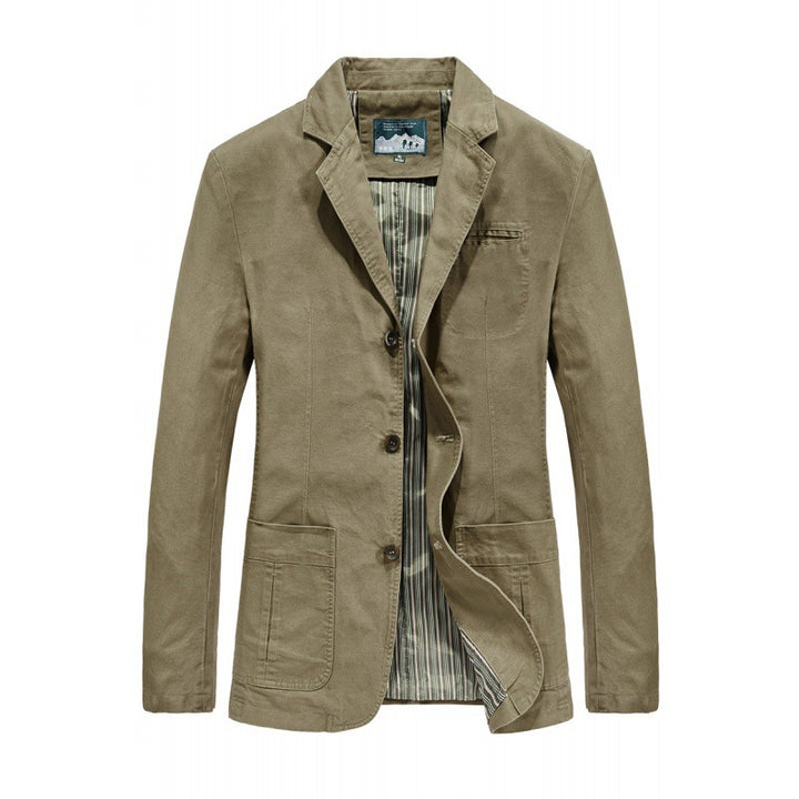 Herren  legeres Baumwoll-Twill Sakko mit aufgesetzten Taschen und gestreiftem Innenfutter Nord Taschen