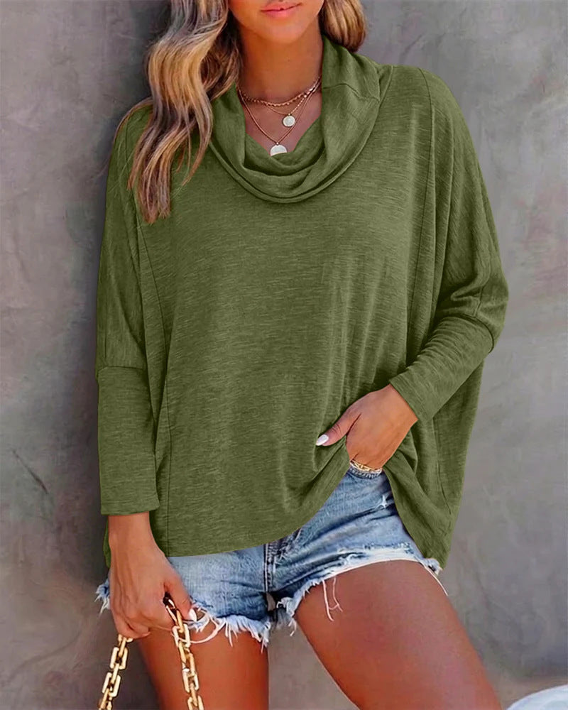 Damen Lässiges Oberteil mit cowl Neck Nord Taschen
