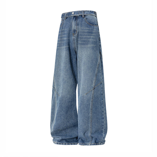 Damen Balloon-Jeans mit Paneelnähten, hoher Taille und extra weitem Bein Nord Taschen