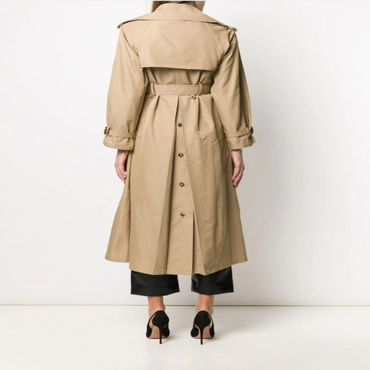 Damen Midilanger Trenchcoat im A‑Linien‑Schnitt mit Taillengürtel und Epauletten Nord Taschen