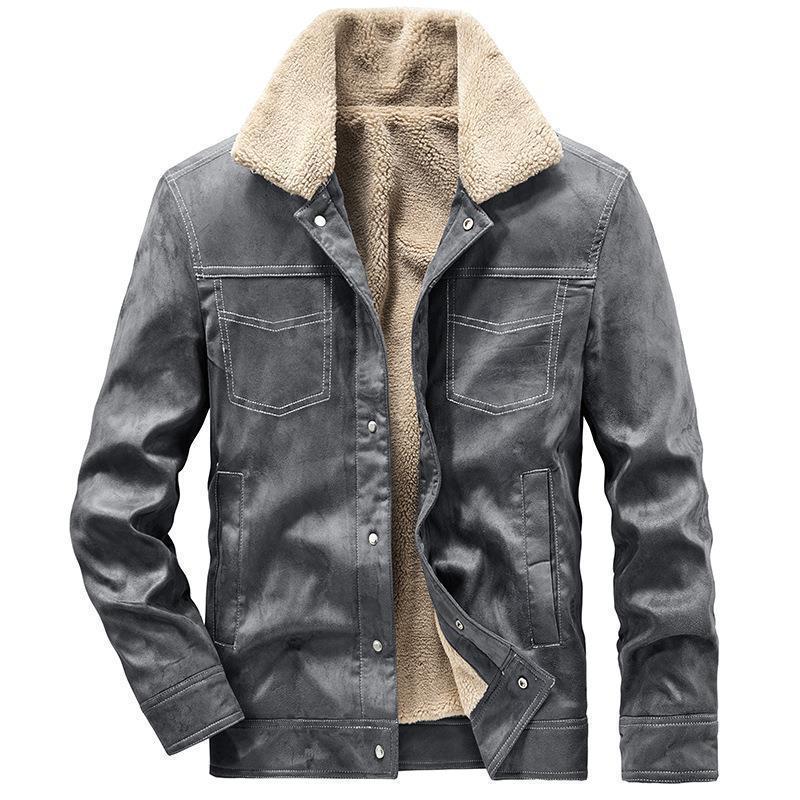 Herren Pilotenjacke in Wildlederoptik mit Sherpa‑Futter und Steppdetails Nord Taschen