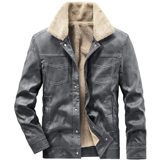 Herren Pilotenjacke in Wildlederoptik mit Sherpa‑Futter und Steppdetails Nord Taschen