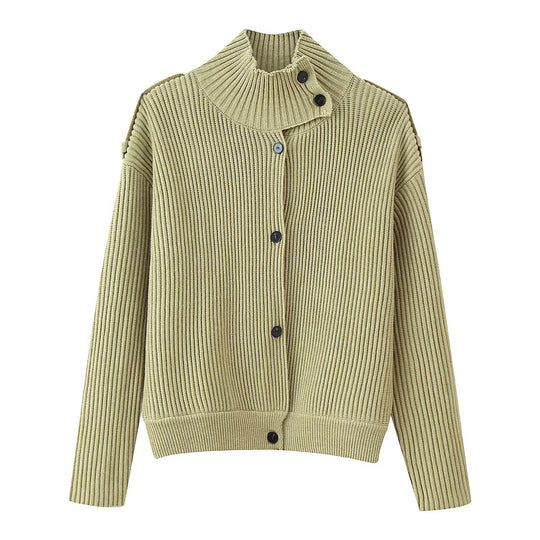 Herren Gerippte Strickjacke mit Stehkragen und Zier-Schulterriemen Nord Taschen