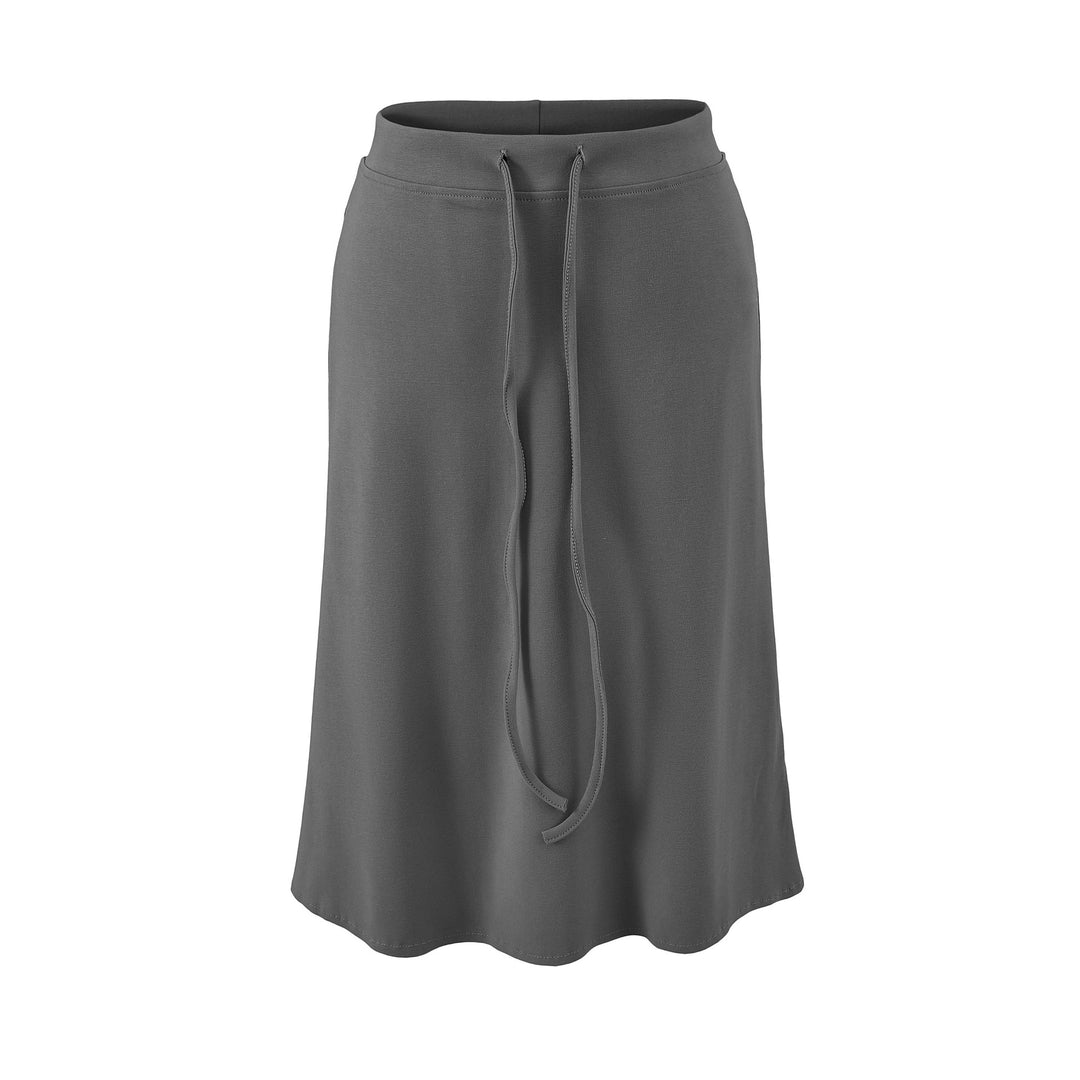 Damen Jersey-Midirock mit hohem Bund, Tunnelzug und A-Linien-Schnitt Nord Taschen