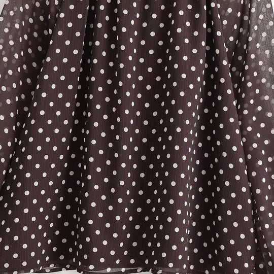 Damen Transparente gepunktete Chiffonbluse mit Schleifenkragen und Ballonärmeln Nord Taschen