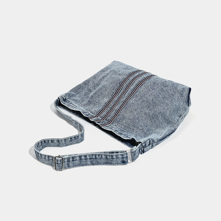 Damen Hobo-Tasche aus strukturiertem Denim mit dekorativem Kordelzug Nord Taschen