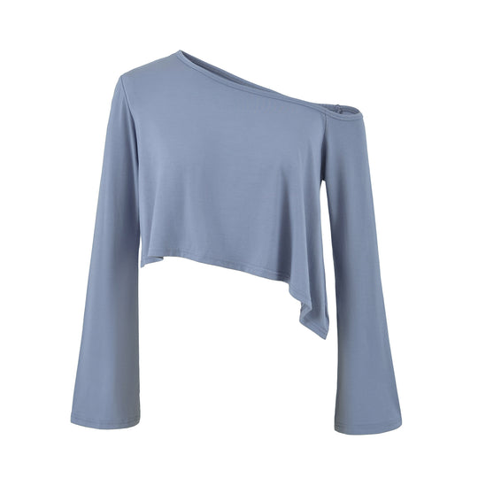 Damen Einschulter-Kurztop mit asymmetrischem Saum und Trompetenärmeln Nord Taschen