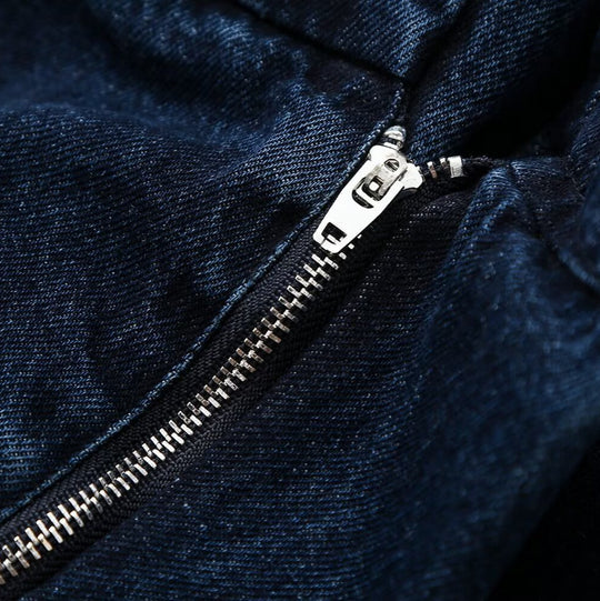 Damen Weite High-Waist Plissierte Denim-Hose mit Bügelfalte Nord Taschen