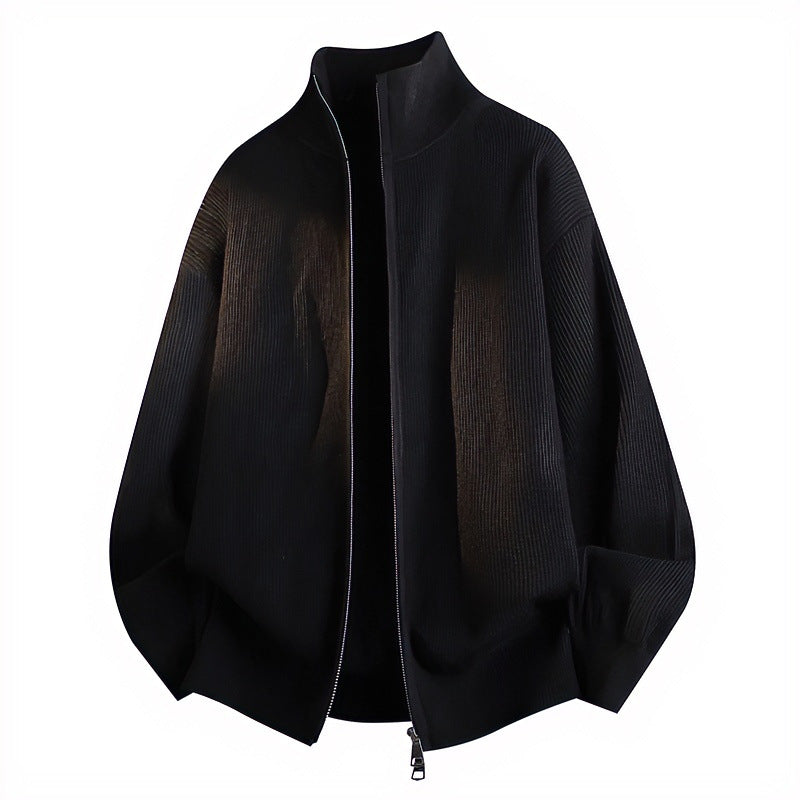 Unisex Lockerer Strick-Blouson mit Ballonärmeln, Waffelrippenstruktur und Zweiwege-Reißverschluss Nord Taschen