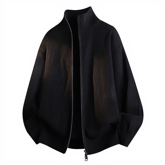 Unisex Lockerer Strick-Blouson mit Ballonärmeln, Waffelrippenstruktur und Zweiwege-Reißverschluss Nord Taschen