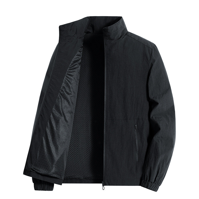 Herren ultraleichte atmungsaktive Freizeitjacke mit Mesh-Innenfutter Stehkragen und Reißverschlusstaschen Nord Taschen