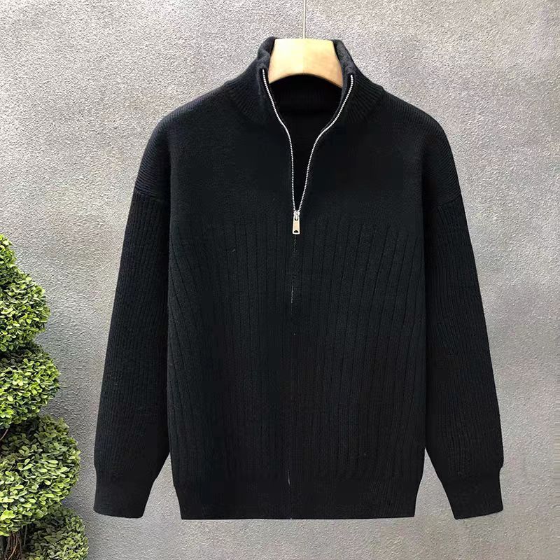Herren Oversize Feinstrick-Pullover mit halbem Reißverschluss und markanter Rippenstruktur Nord Taschen