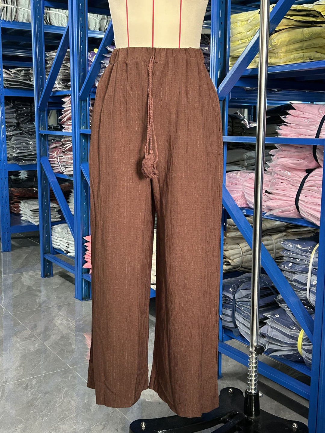 Damen Palazzo-Hose mit hohem Bund, elastischem Kordelzug und weitem Bein Nord Taschen