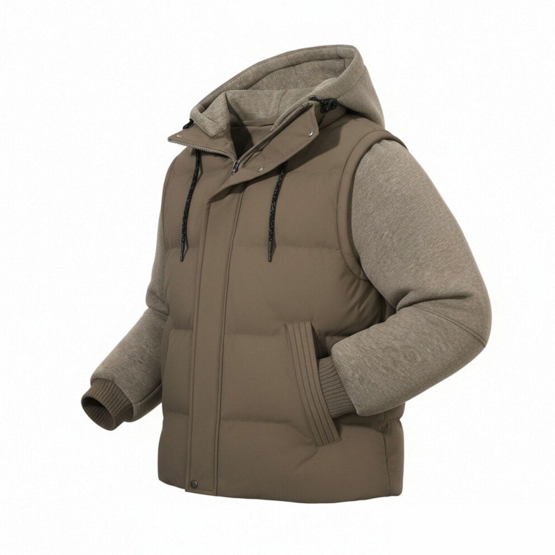 Herren Gepolsterte Hybrid-Kapuzenweste mit Sweatärmeln und Steppkörper Nord Taschen