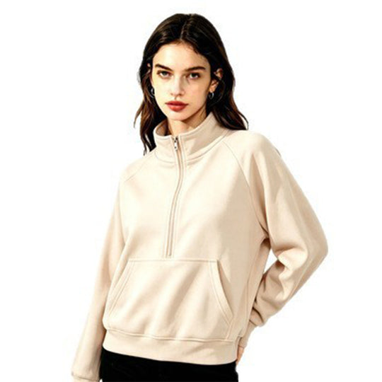 Damen Sportlicher Kapuzenpullover mit Stehkragen Nord Taschen