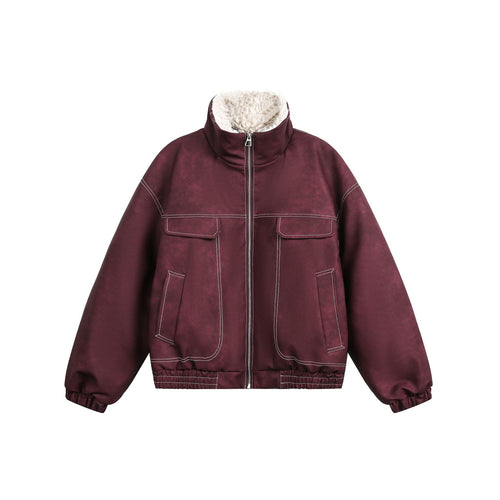 Herren Boxy Veloursleder‑Optik Blouson mit Teddyfutter und hohem Kragen Nord Taschen