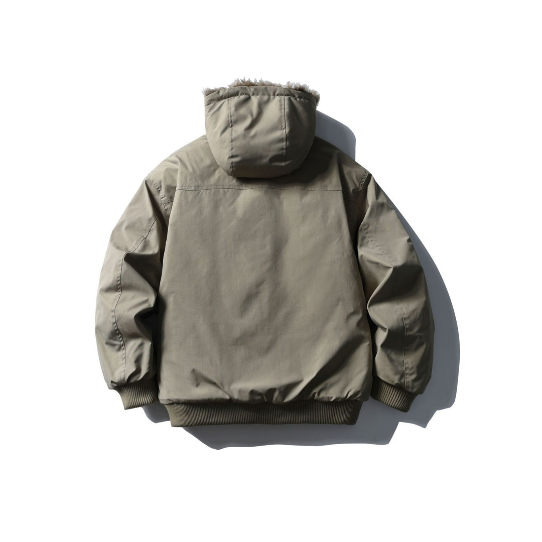 Unisex Boxy-wattierte Kurzjacke mit Kapuze und Kunstfellbesatz Nord Taschen