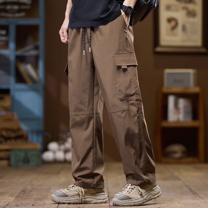 Herren Leichte Technical Cargo-Hose mit geradem Bein, Multifachtaschen und Kordelbund Nord Taschen