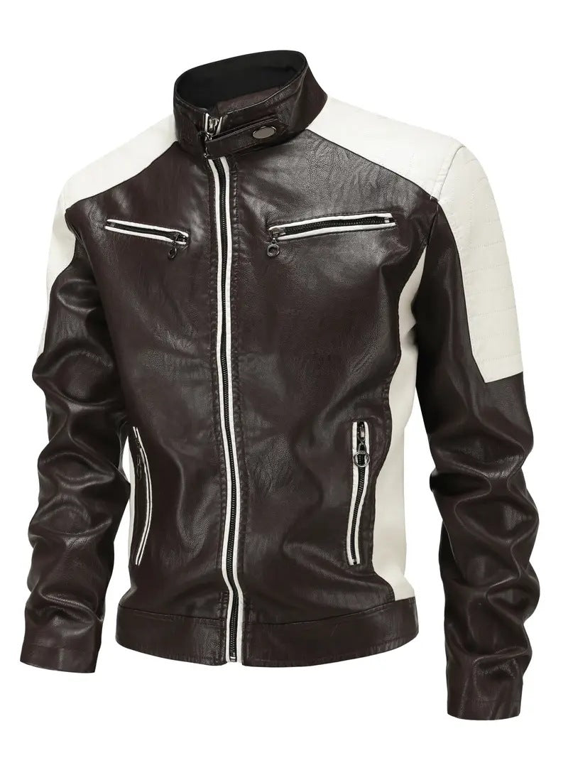 Herren Sportliche Kunstlederjacke mit Reißverschluss Nord Taschen