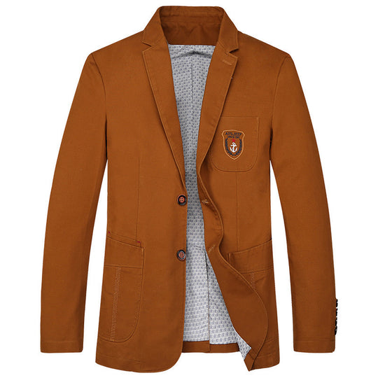 Herren Baumwoll-Blazer im Casual-Worker-Stil mit Brusttasche und Emblem Nord Taschen