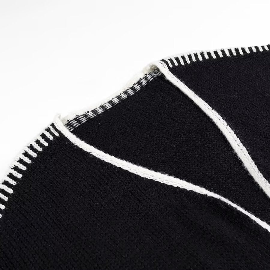 Damen Oversize-Strickjacke mit kontrastierender Häkelkante und überschnittener Schulter Nord Taschen