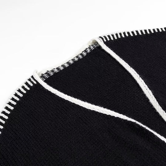 Damen Oversize-Strickjacke mit kontrastierender Häkelkante und überschnittener Schulter Nord Taschen