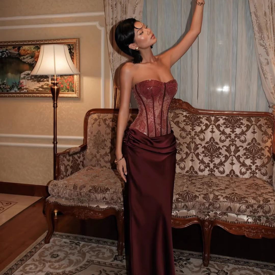 Damen Korsettkleid mit elegantem, fließendem Rock