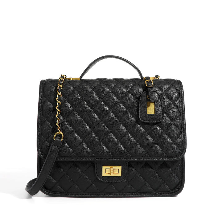 Damen Handtasche mit glänzender Steppung und elegantem Kettenanhänger Nord Taschen