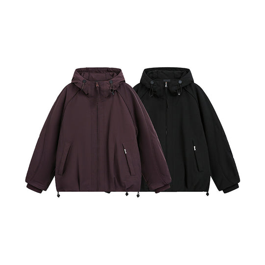 Damen Oversized wattierte Kapuzenjacke mit Raglanärmeln und Kordelzug Nord Taschen