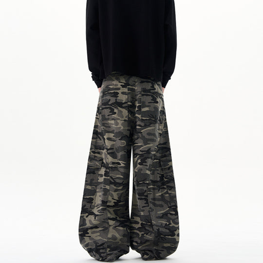 Herren Extraweite Camouflage-Cargohose im Baggy‑Cut mit tiefem Schritt Nord Taschen