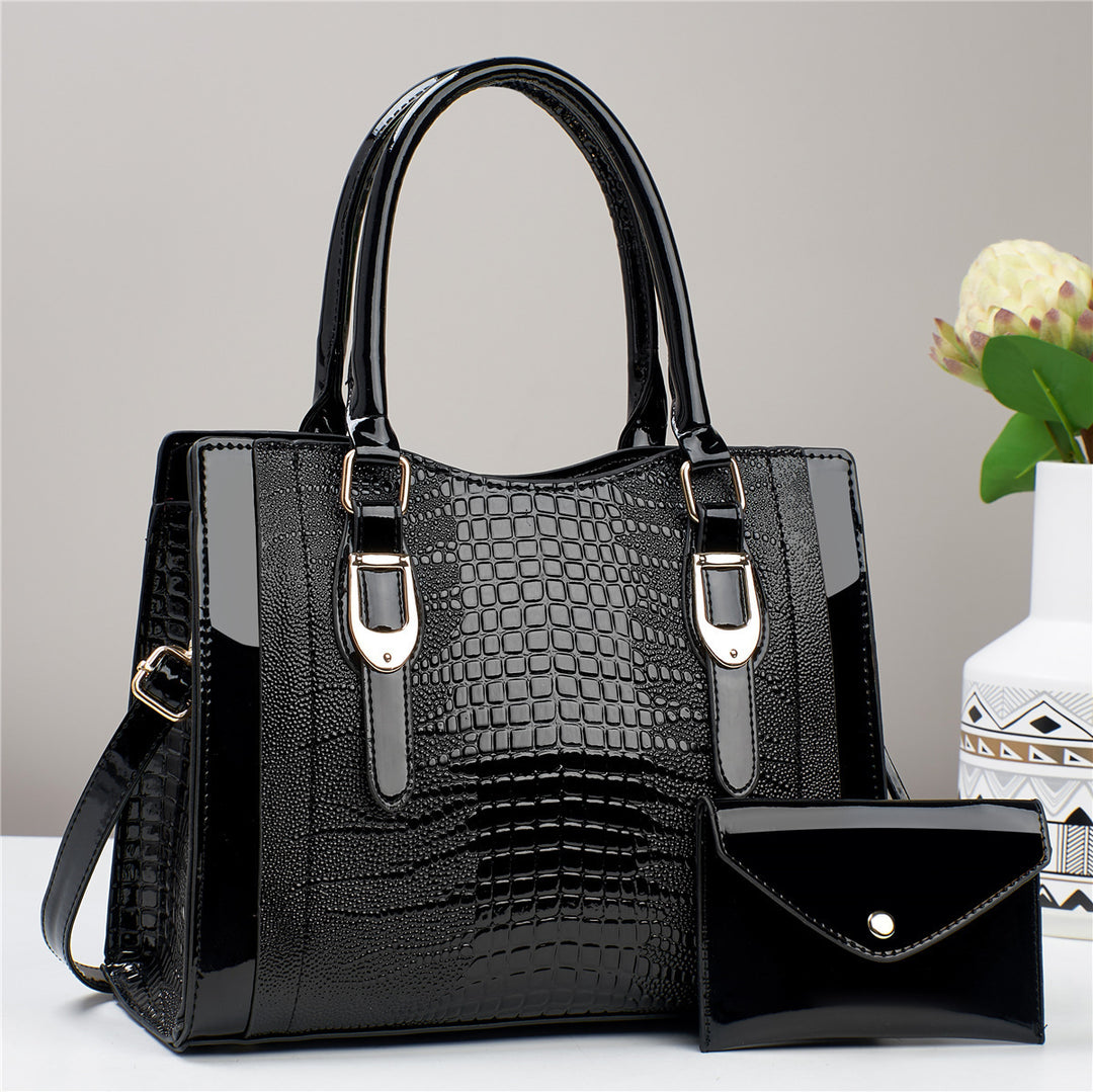 Damen elegante Handtasche mit Kroko-Prägung und abnehmbarer Clutch Nord Taschen