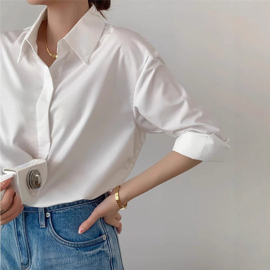 Damen Stilvolle Oversized Bluse Nord Taschen