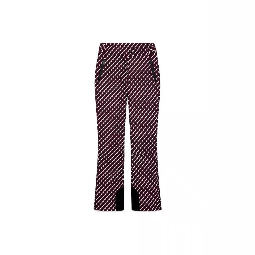 Damen Gemusterte Stretch-Joggpant mit ausgestelltem Schlag, elastischem Tunnelzugbund und Reißverschlusstaschen Nord Taschen