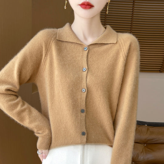 Damen Kuscheliger Reverskragen-Cardigan im Kaschmir-Look mit Mohair-Effekt Nord Taschen