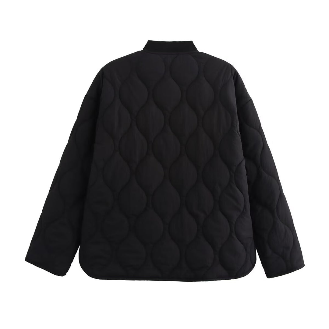 Damen Wattierte Steppjacke mit Rundhalsausschnitt, Pattentaschen und Wendefutter Nord Taschen