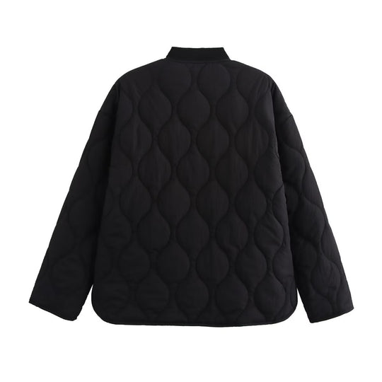 Damen Wattierte Steppjacke mit Rundhalsausschnitt, Pattentaschen und Wendefutter Nord Taschen