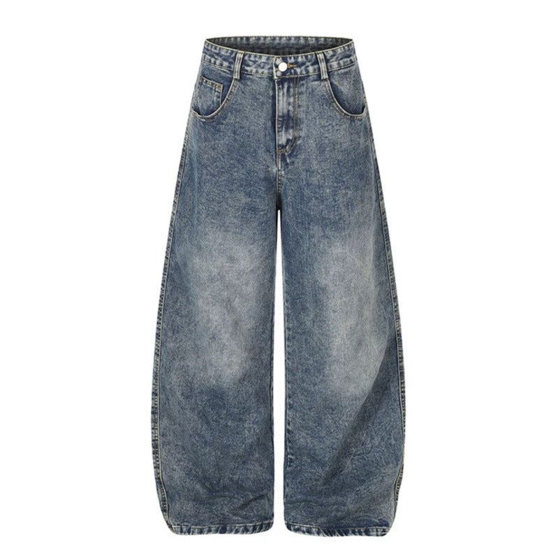 Damen High‑Waist Weite Palazzo-Jeans mit Statement-Patches und Retro-Embelishments Nord Taschen
