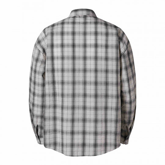 Unisex Oversize-Karohemd im Leinenmix mit Hemdkragen, Brusttasche und kastiger Silhouette Nord Taschen