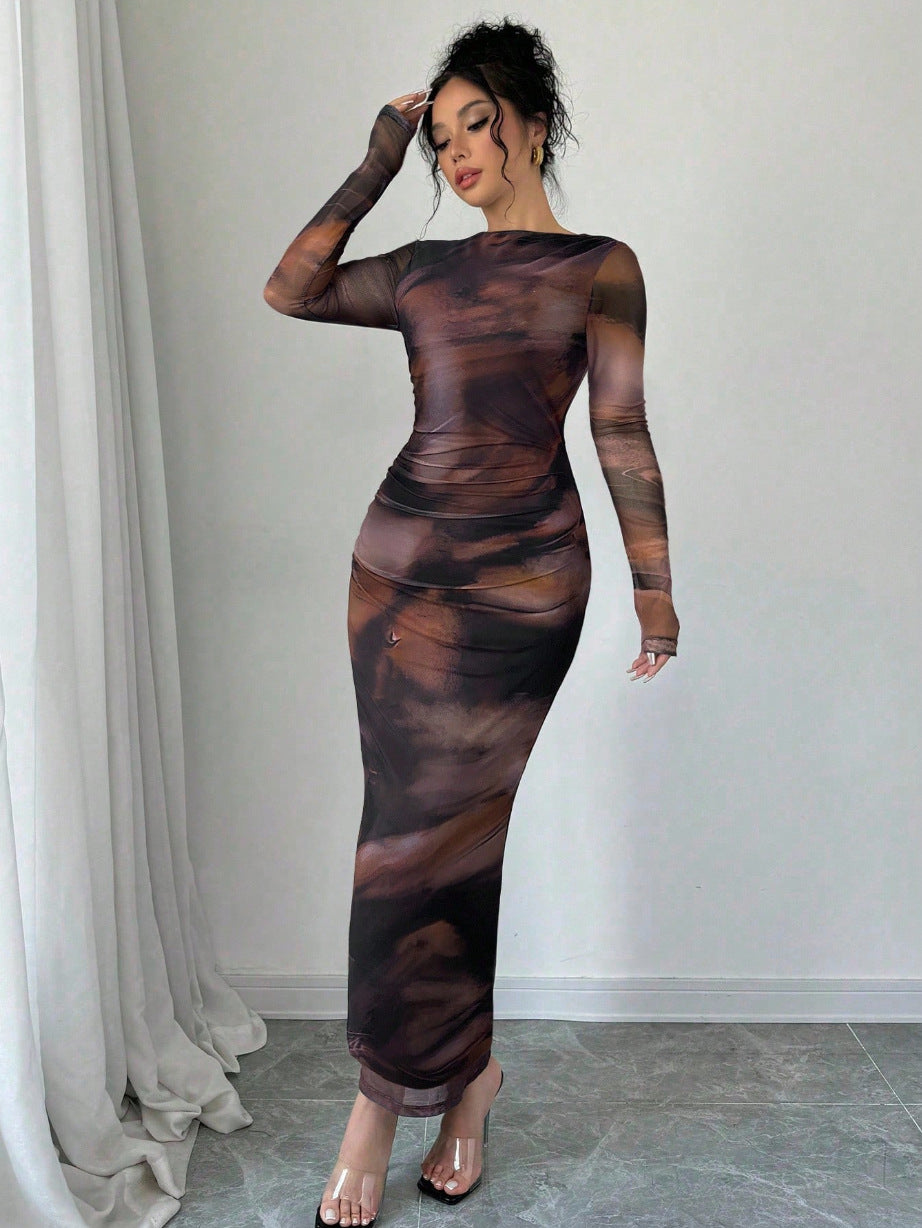 Damen Elegantes Wickelkleid mit Struktur Nord Taschen