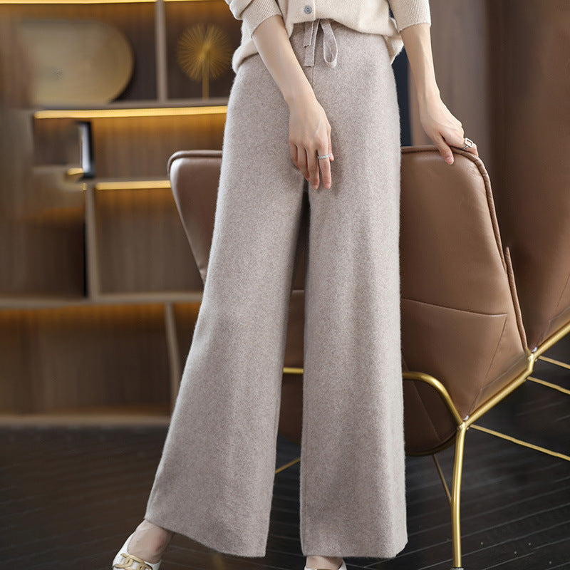 Damen High‑Waist Palazzo‑Strickhose mit Kordelzug und kaschmirähnlicher Weichheit Nord Taschen