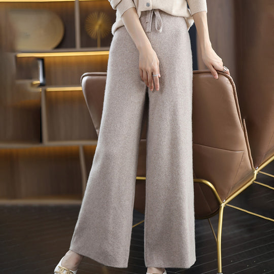 Damen High‑Waist Palazzo‑Strickhose mit Kordelzug und kaschmirähnlicher Weichheit Nord Taschen