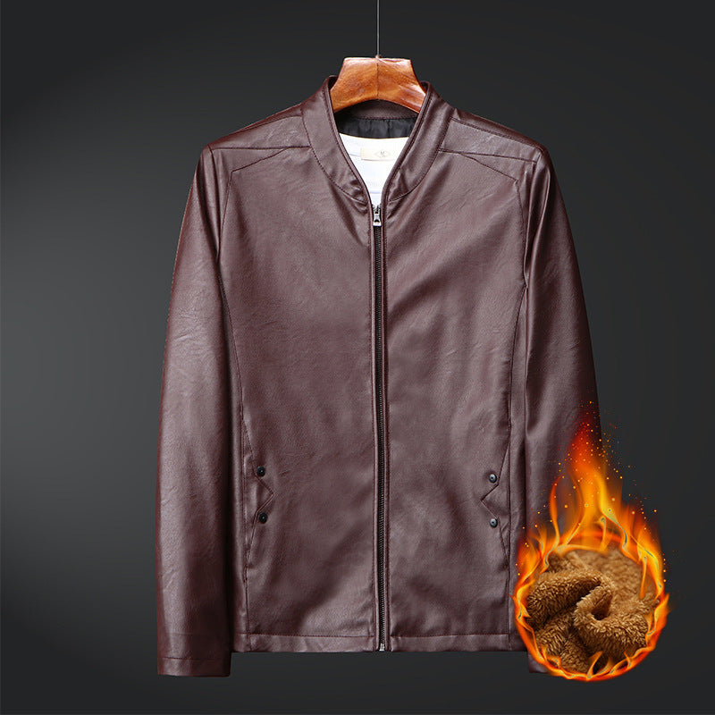Herren Slim-Fit Kunstleder-Bomber mit wärmendem Teddyfutter und verdecktem Reißverschluss Nord Taschen